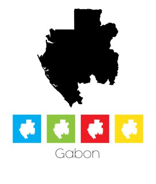 Gabon ülkenin renkli kareler ve ana hatlarıyla