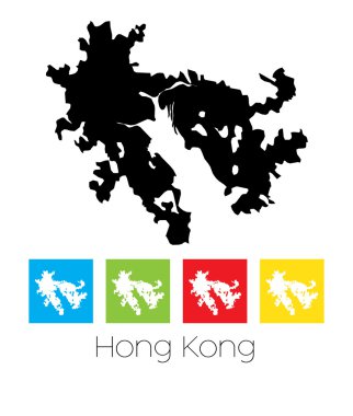 Anahatlar ve Hong Kong ülkenin renkli kareler