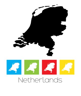 Hollanda ülke renkli kareler ve ana hatlarıyla