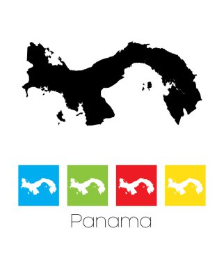 Panama ülkenin renkli kareler ve ana hatlarıyla