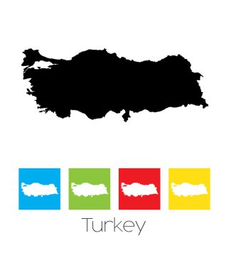 Türkiye'nin ülke renkli kareler ve ana hatlarıyla