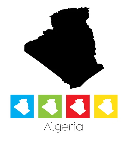 Contouren en gekleurde vierkanten van het land van Algerije — Stockvector