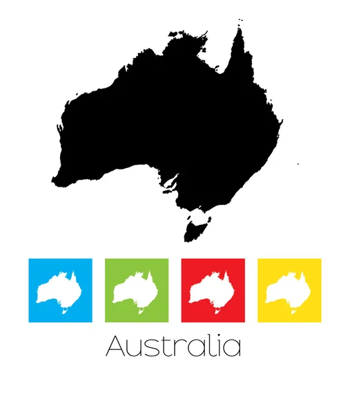 Konturer och färgade rutor av landet av Australien — Stock vektor