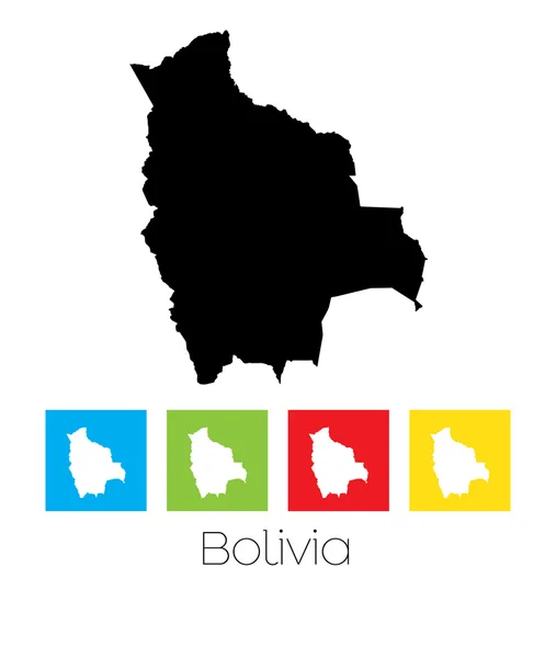 轮廓和玻利维亚国家的彩色正方形 — 图库矢量图片