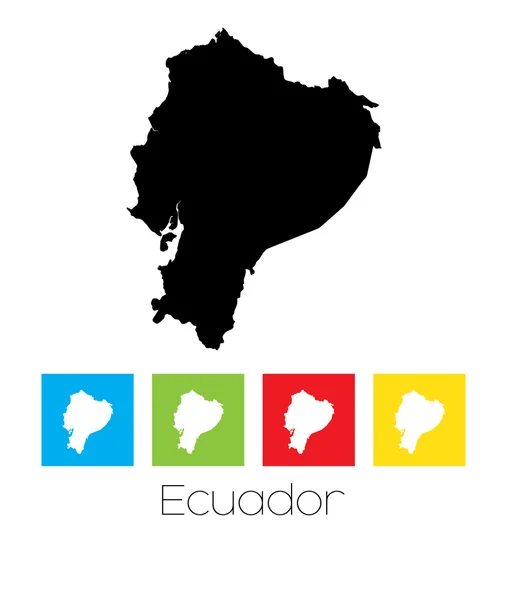 Contouren en gekleurde vierkanten van het land van Ecuador — Stockvector