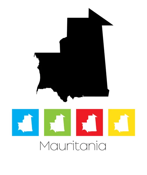 Umrisse und farbige Quadrate des Landes Mauretanien — Stockvektor
