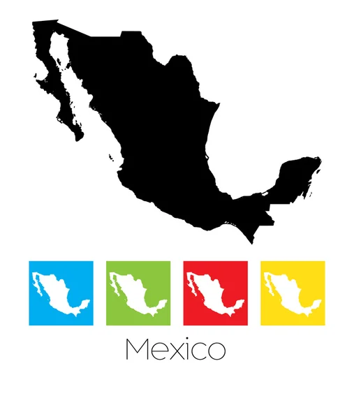 Contouren en gekleurde vierkanten van het land van Mexico — Stockvector