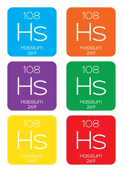 Ilustración informativa del elemento periódico - Hassium — Vector de stock