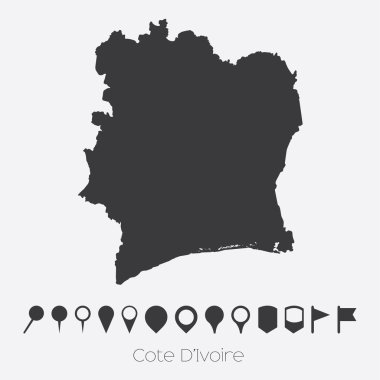 Fildişi Sahili ülke işaretçiler ile göster