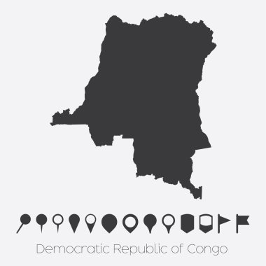 Demokratik Kongo Cumhuriyeti ülke işaretçiler ile göster