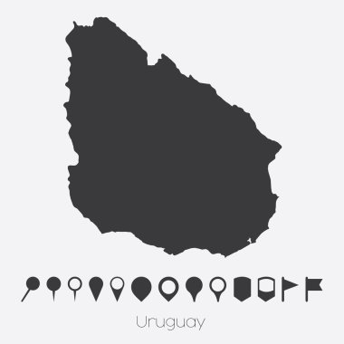 Uruguay ülke işaretçiler ile göster