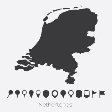 Hollanda ülke işaretçiler ile göster