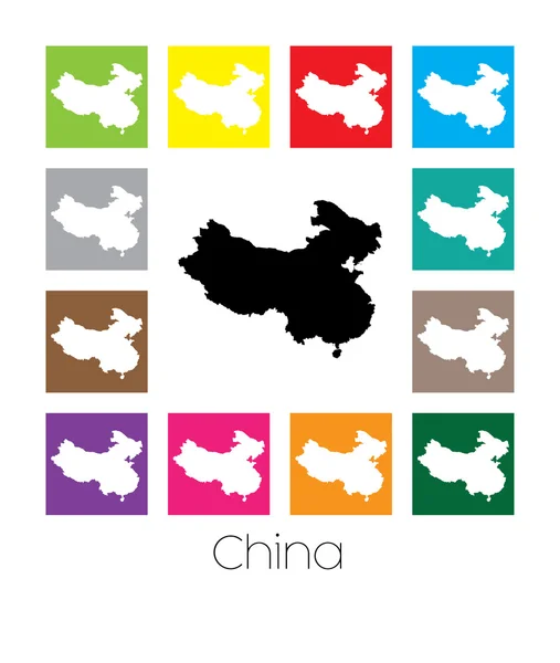 Multicoloured Map of the country of China — Stock Vector