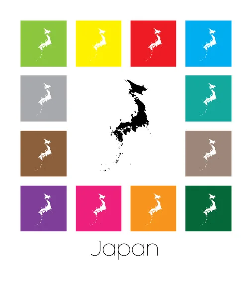 Peta Multicoloured dari negara Jepang - Stok Vektor