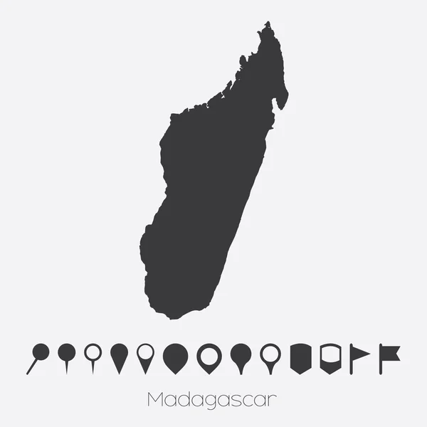 Kaart met de wijzers van het land van Madagaskar — Stockvector