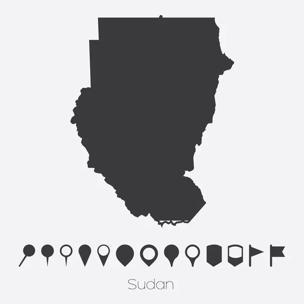 Karte mit Hinweisen auf das Land des Sudans — Stockvektor