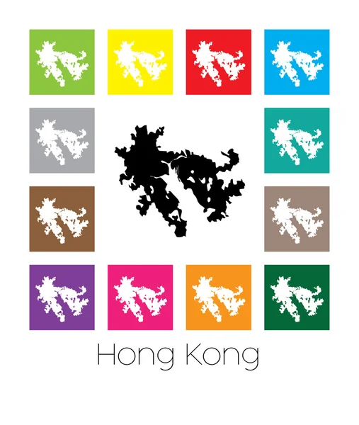 Hong 香港的国家的五彩地图 — 图库矢量图片