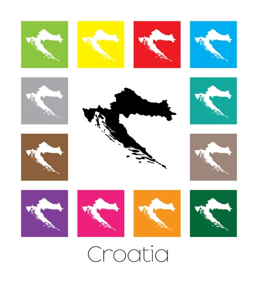 Mapa multicolor del país de Croacia — Vector de stock