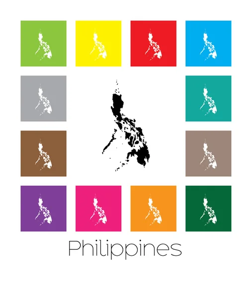 Veelkleurig kaart van het land van de Filippijnen — Stockvector