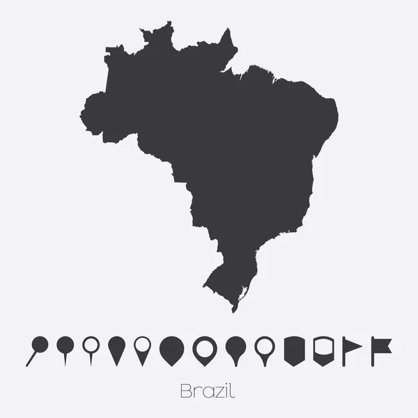 Mapa se ukazatele ze země Brazílie — Stockový vektor