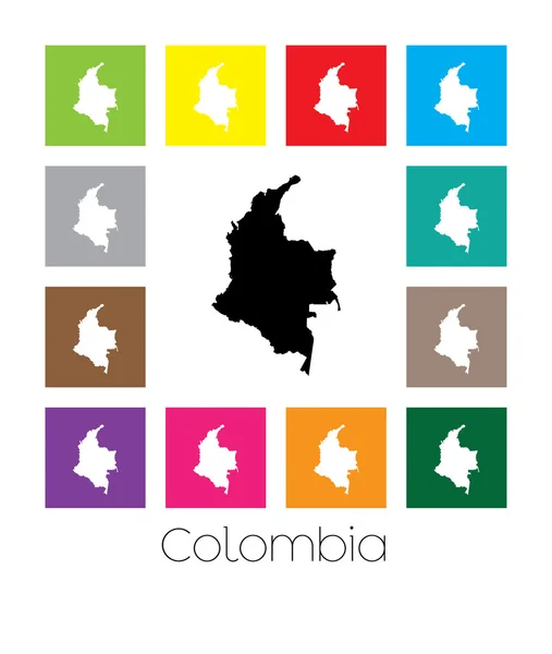 Mapa Multicolor del país de Colombia — Vector de stock