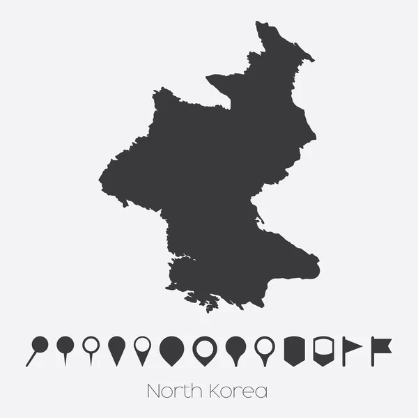 Map with pointers of the country of North Korea — Stock Vector