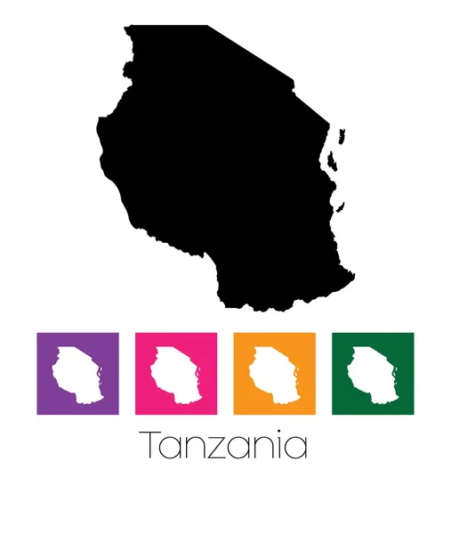 Mappa del paese di Tanzania — Vettoriale Stock