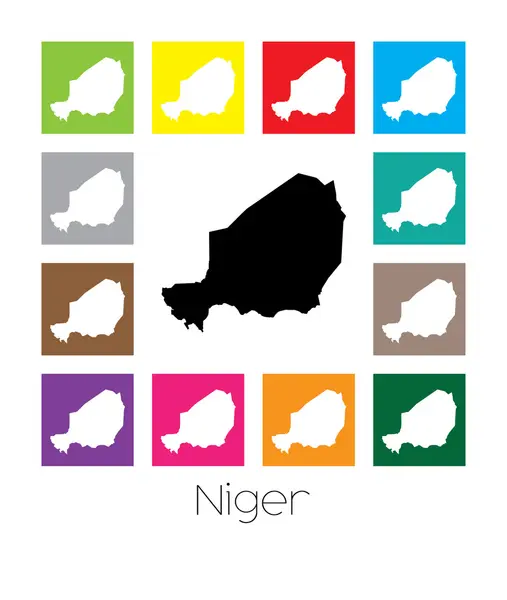 尼日尔的国家的五彩地图 — 图库矢量图片