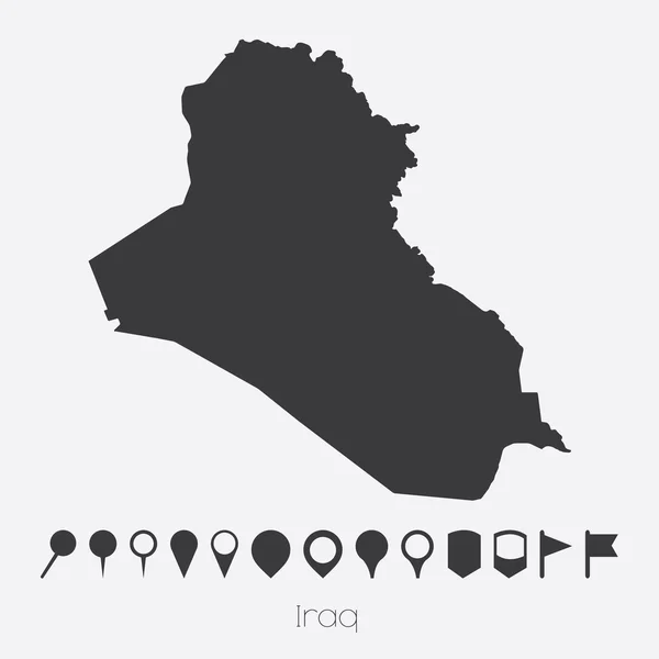 Χάρτης με δείκτες της χώρας του Ιράκ — Διανυσματικό Αρχείο