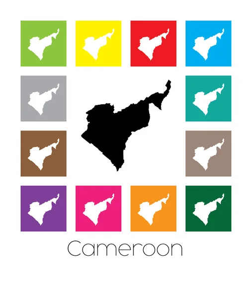 Mappa multicolore del paese del Camerun — Vettoriale Stock