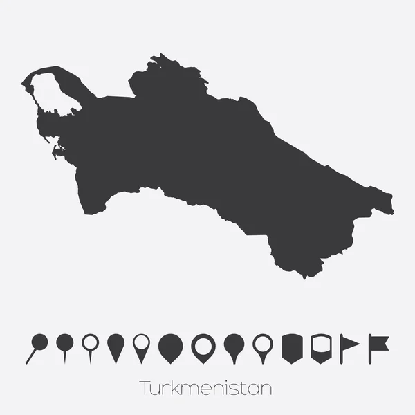 Mapę ze wskazówkami kraju Turkmenistan — Wektor stockowy