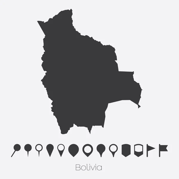 Carte avec des pointeurs du pays de Bolivie — Image vectorielle