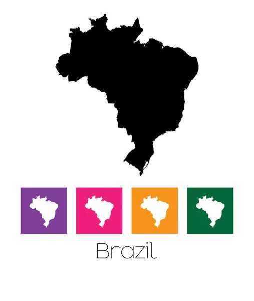 Mappa del paese del Brasile — Vettoriale Stock