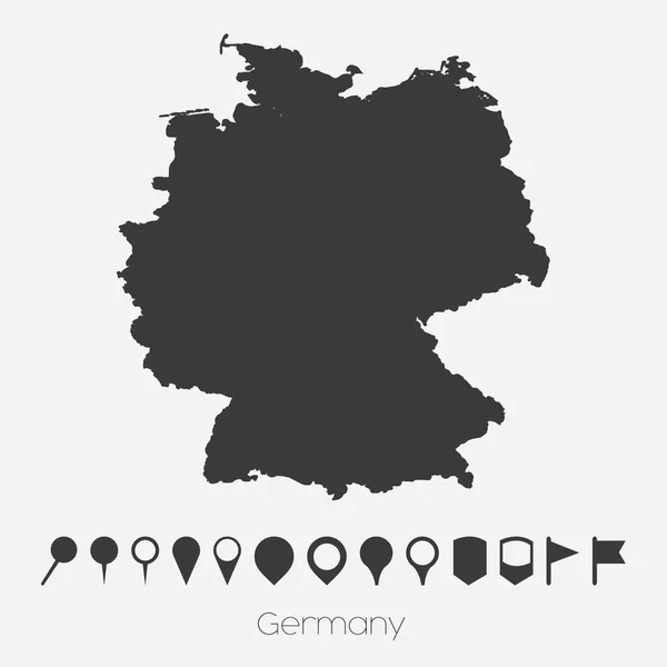 Karte mit Zeigern des Landes Deutschland — Stockvektor