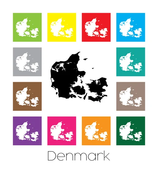 Multicoloured Map of the country of Denmark — Stock Vector