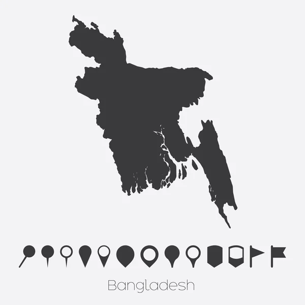 Karte mit Hinweisen auf das Land Bangladesh — Stockvektor