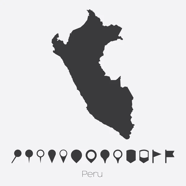 Mapę ze wskazówkami kraju Peru — Wektor stockowy