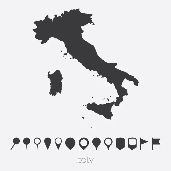 Mapa con punteros del país de Italia — Vector de stock