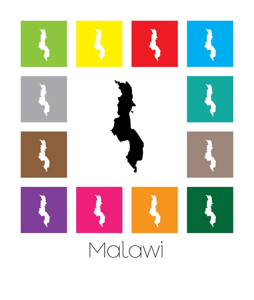 Mapa multicolorido do país do Malawi — Vetor de Stock