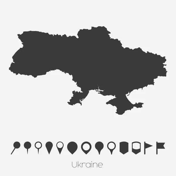 Carte avec des pointeurs du pays de l'Ukraine — Image vectorielle