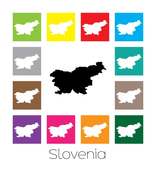 Mapa multicolor del país de Eslovenia — Vector de stock