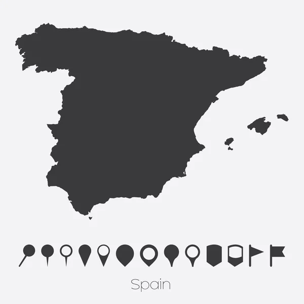 İspanya ülke işaretçiler ile göster — Stok Vektör