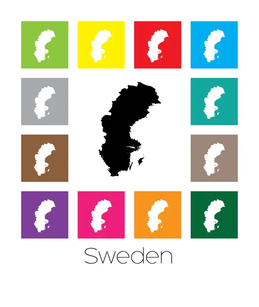 Mapa multicolorido do país da Suécia —  Vetores de Stock