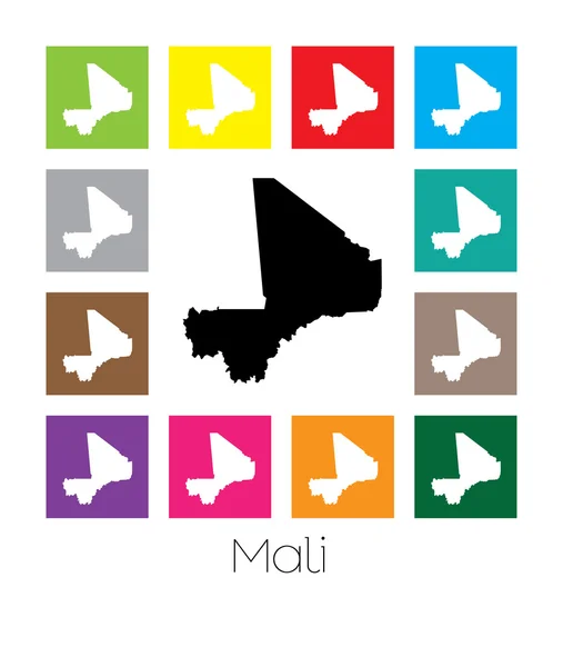 Mappa multicolore del paese di Mali — Vettoriale Stock