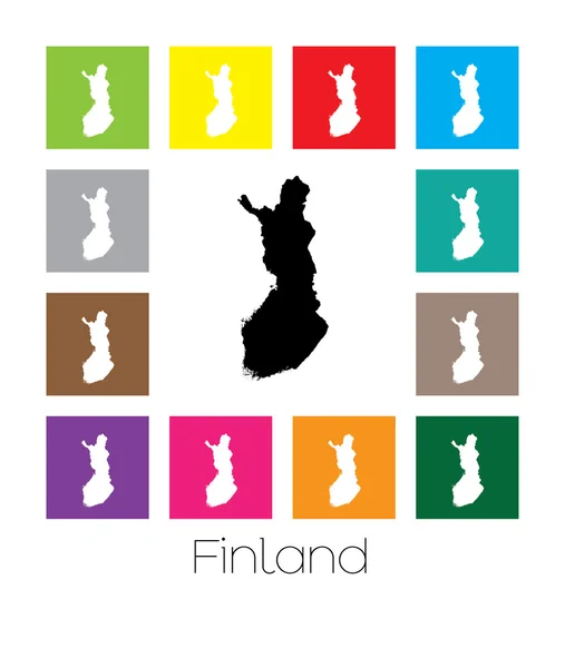 Vícebarevný mapa země Finsko — Stockový vektor