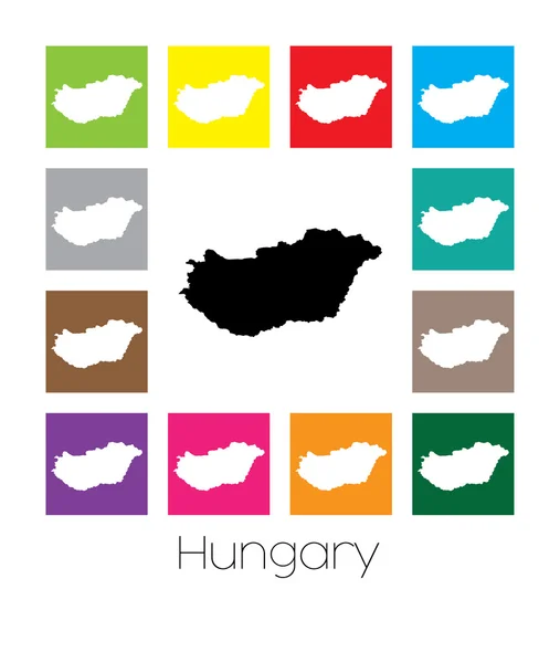 Mapa multicolor del país de Hungría — Vector de stock