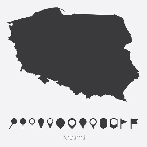 Kaart met de wijzers van het land van Polen — Stockvector