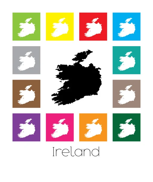 Mapa multicolor del país de Irlanda — Vector de stock