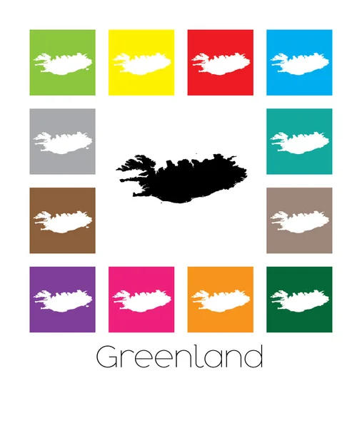 Multicoloured Map of the country of Greenland — Stock Vector