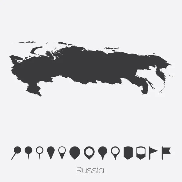 Karta med pekare av landet av Ryssland — Stock vektor